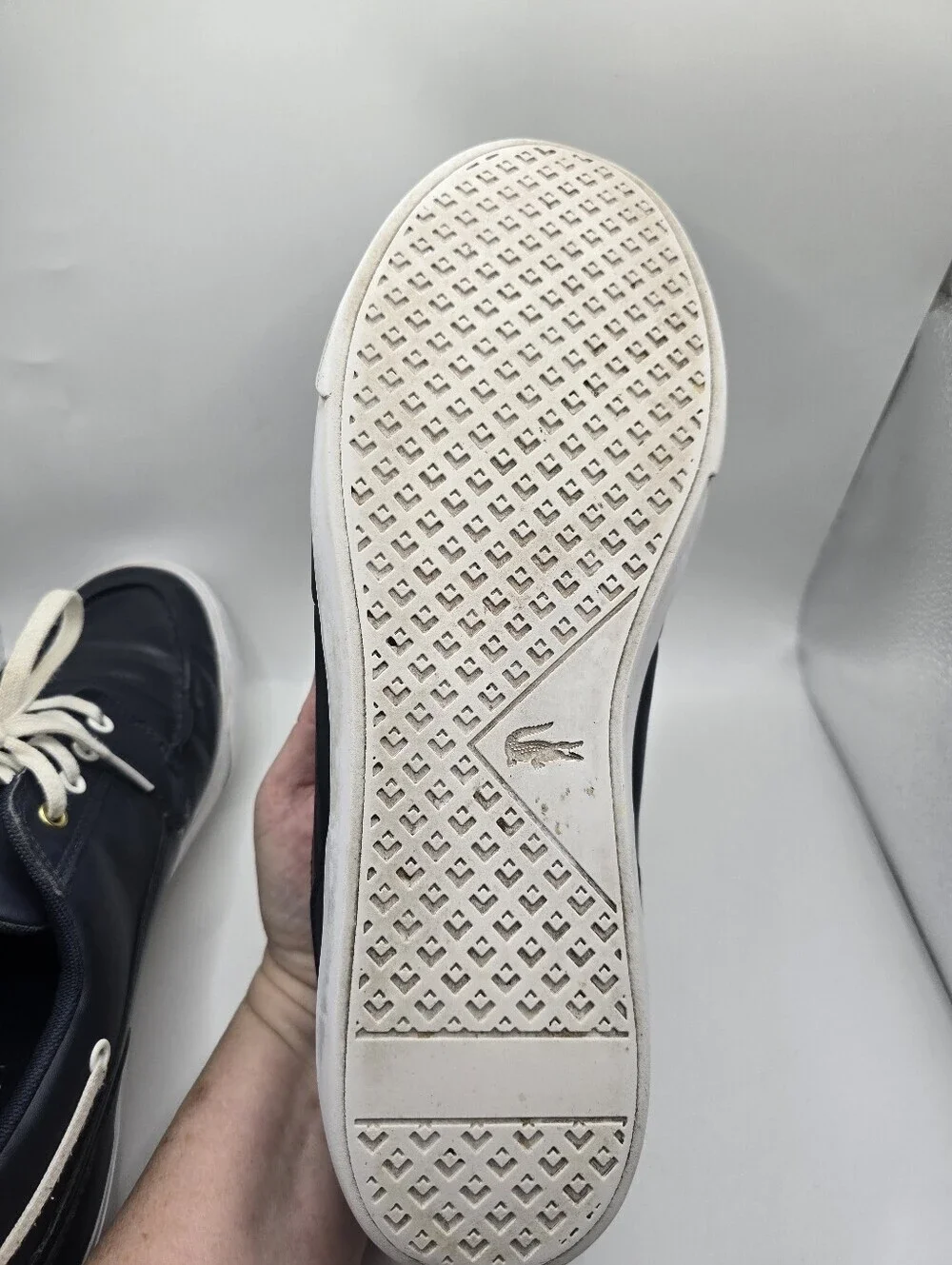 Lacoste Navy Boat/deck Preppy Nautical Leather Lace Up Sneakers. Mens 11